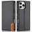 N.BEKUS P3 For iPhone 16 Pro Case RFID Blocking Wallet Stand PU Leather Flip Phone Cover - Black - 1