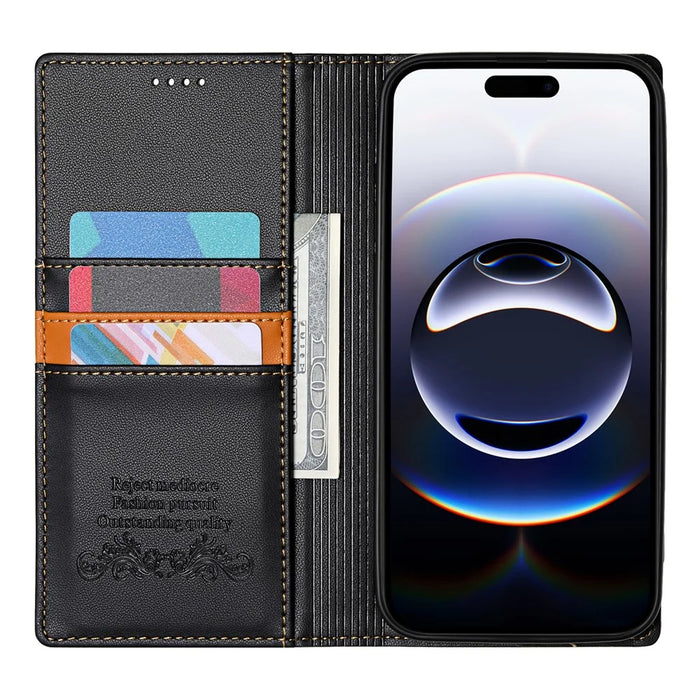 N.BEKUS P3 For iPhone 17e / 16e Case RFID Blocking Wallet Stand PU Leather Flip Phone Cover - Black - 2