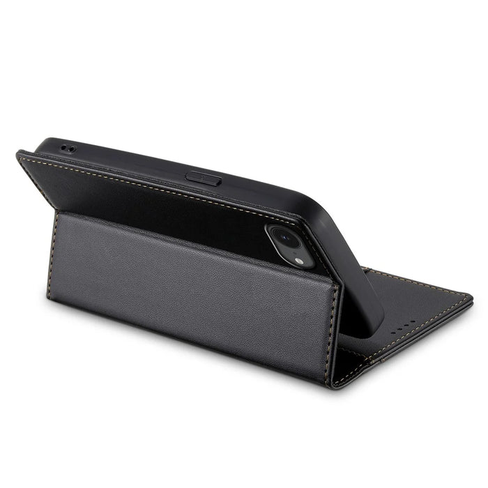 N.BEKUS P3 For iPhone 17e / 16e Case RFID Blocking Wallet Stand PU Leather Flip Phone Cover - Black - 3