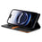 N.BEKUS P3 For iPhone 17e / 16e Case RFID Blocking Wallet Stand PU Leather Flip Phone Cover - Black - 4