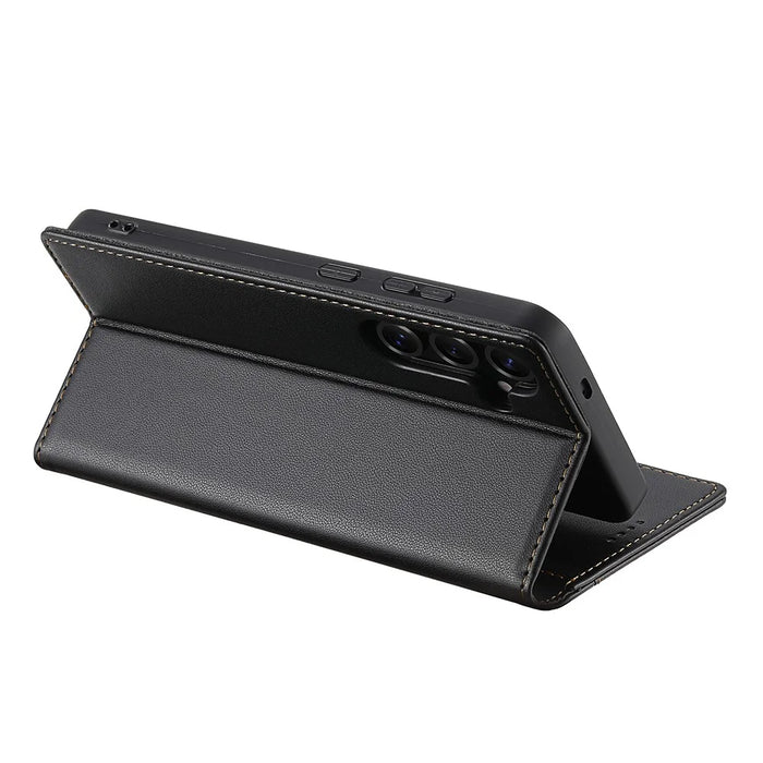 N.BEKUS P3 For Samsung Galaxy S25 FE Case RFID Blocking Wallet Stand PU Leather Flip Phone Cover - Black - 3