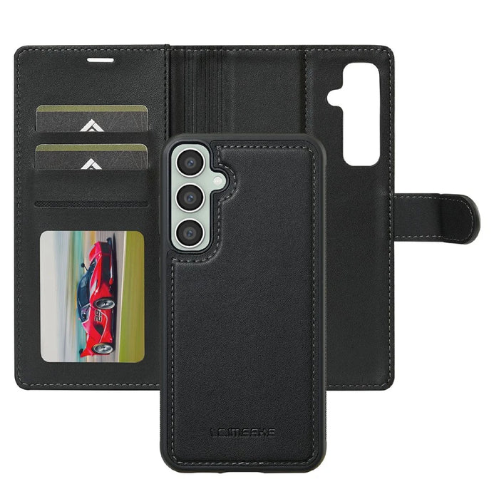 LC.IMEEKE L2 Series for Samsung Galaxy S25 FE Case PU Leather Wallet Detachable Magnetic Phone Cover - Black - 2