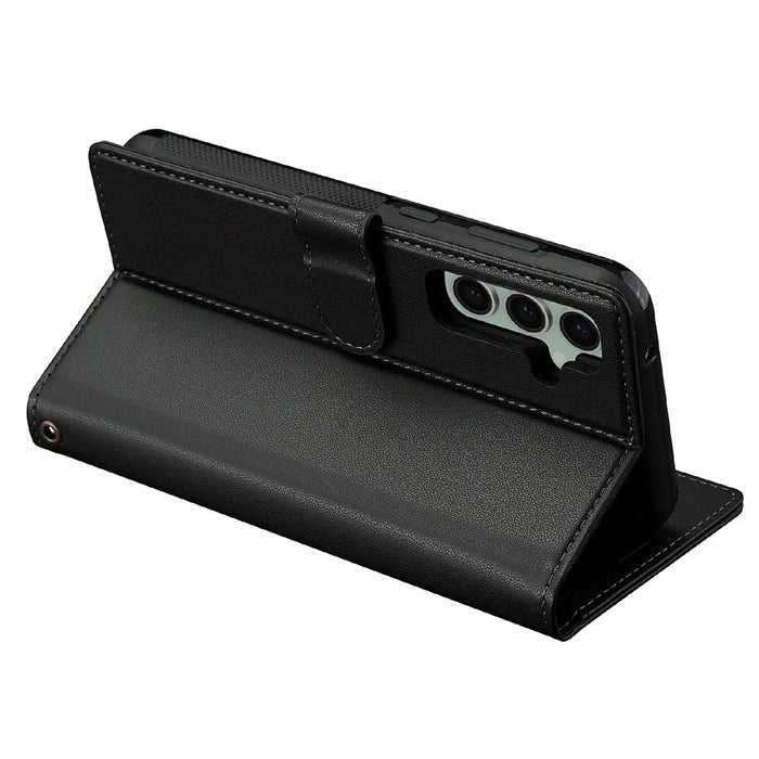 LC.IMEEKE L2 Series for Samsung Galaxy S25 FE Case PU Leather Wallet Detachable Magnetic Phone Cover - Black - 5