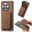 For OnePlus 13R 5G Magnetic Case Leather Back Cover with Detachable Card Holder - Brown - 1