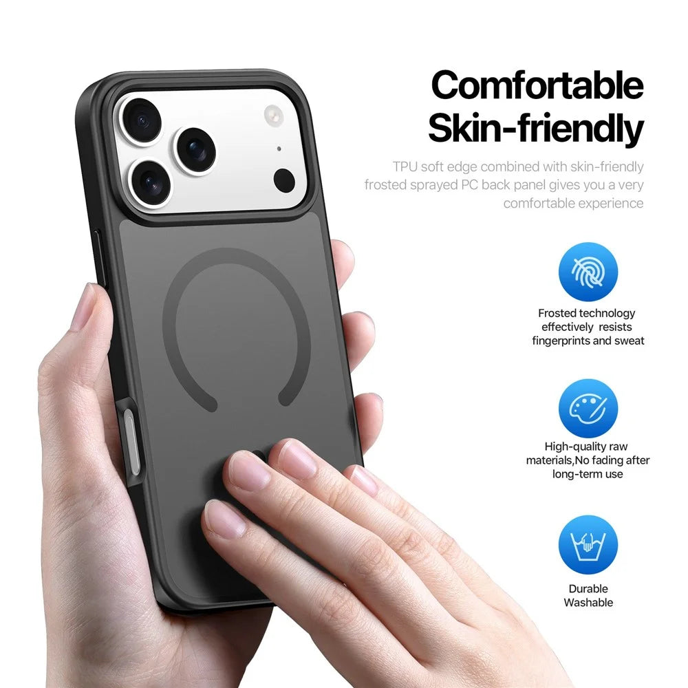 DUX DUCIS Yind Series For iPhone 17 Pro Max Case TPU + PC Matte Phone Cover Compatible with MagSafe - Black - 4