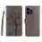 For iPhone 15 Pro Max Phone Case with Stand Cat Tree Pattern Leather Wallet Mobile Cover - Grey - 1