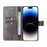 For iPhone 15 Pro Phone Case with Stand Cat Tree Pattern Leather Wallet Mobile Cover - Grey - 2
