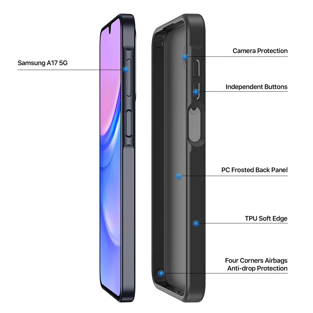 DUX DUCIS For Samsung Galaxy A18 5G /  M17 5G / F17 5G /  A17 5G / A17 4G / A26 5G / A16 5G / A16 4G Case  Yind Series Matte Anti-fingerprint TPU+PC Phone Back Cover - Black - 4