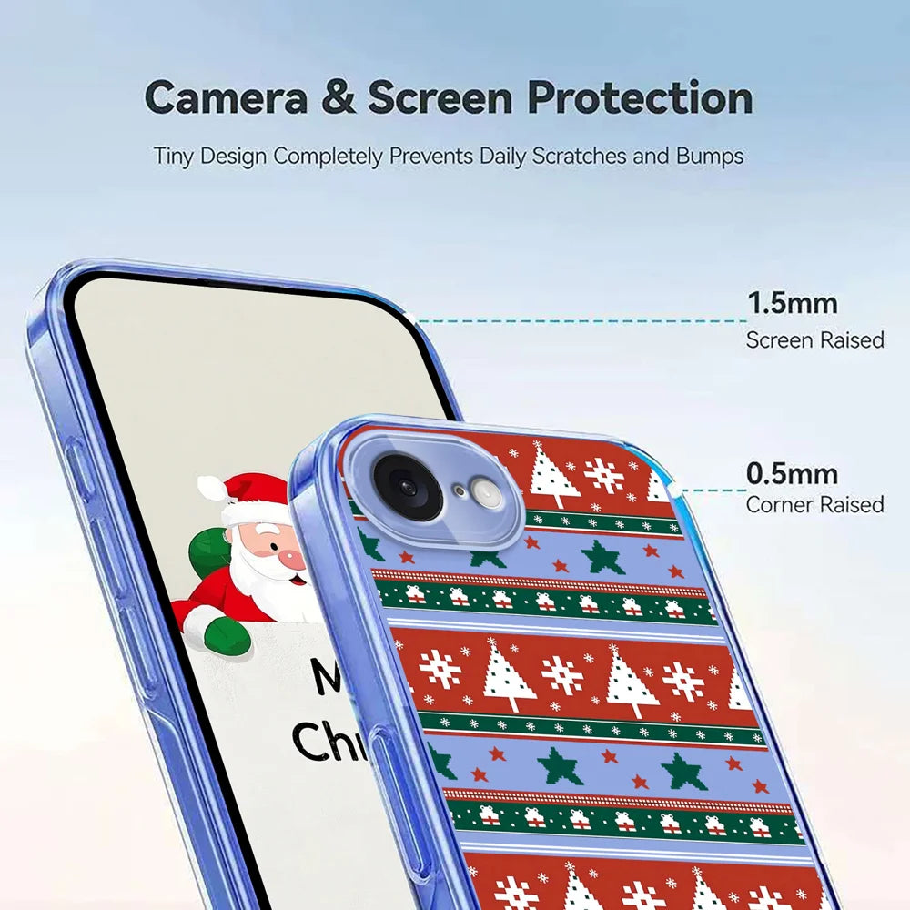 For iPhone 17e / 16e Case Christmas Themed Pattern Printing TPU Phone Back Cover - Christmas Ribbons - 4