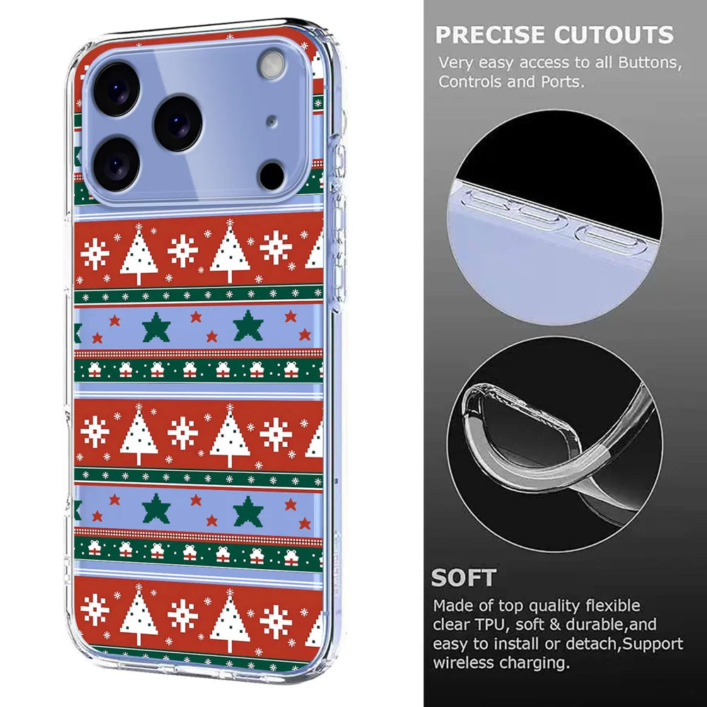 For iPhone 17 Pro Max Case Christmas Themed Pattern Printing TPU Phone Back Cover - Christmas Ribbons - 6