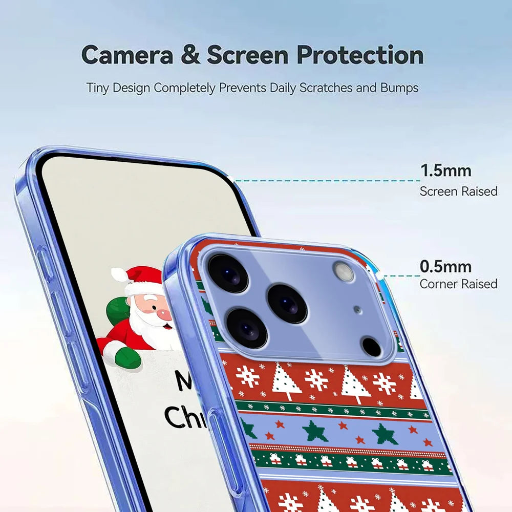 For iPhone 17 Pro Case Christmas Themed Pattern Printing TPU Phone Back Cover - Christmas Ribbons - 7