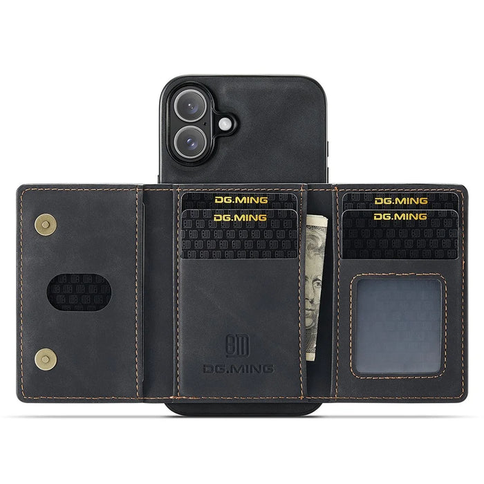 DG.MING M2 Series for iPhone 17 Case PU + PC + TPU Phone Cover Detachable Wallet - Black - 4