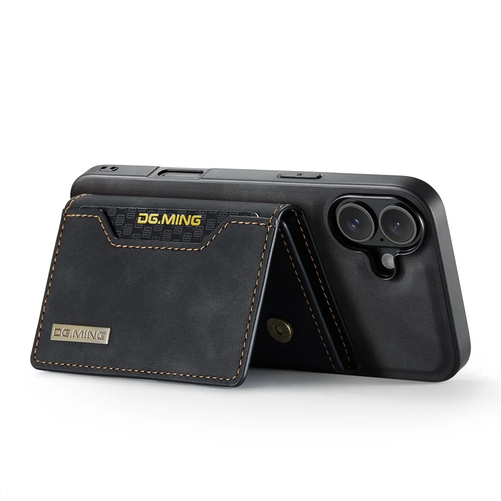 DG.MING M2 Series for iPhone 17 Case PU + PC + TPU Phone Cover Detachable Wallet - Black - 5