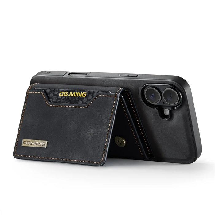 DG.MING M2 Series for iPhone 17 Case PU + PC + TPU Phone Cover Detachable Wallet - Black - 5