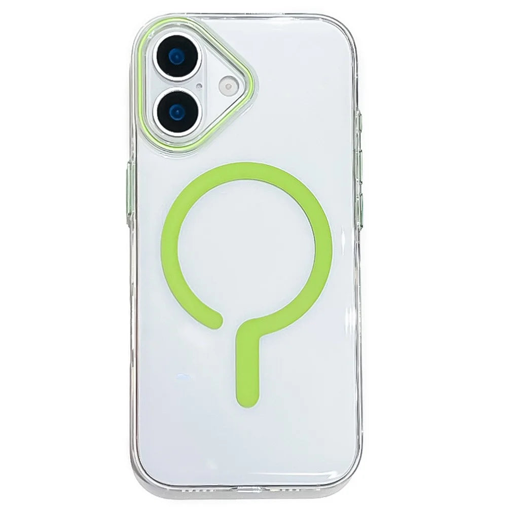 For iPhone 17 Case Compatible with MagSafe Protective TPU + PC Phone Cover - Fluorescent Green - 1
