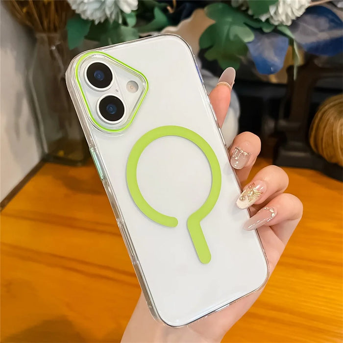 For iPhone 17 Case Compatible with MagSafe Protective TPU + PC Phone Cover - Fluorescent Green - 2