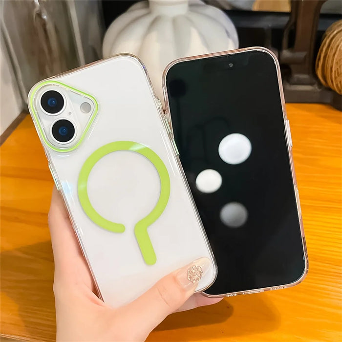 For iPhone 17 Case Compatible with MagSafe Protective TPU + PC Phone Cover - Fluorescent Green - 3