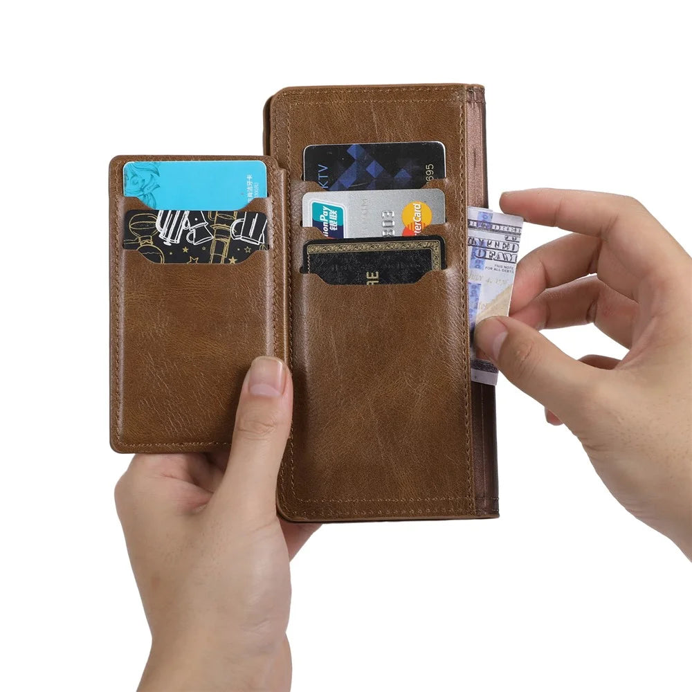 For iPhone 18 Pro / 17 Pro Case Zipper Flip Leather Phone Cover with Card Holder - Brown - 4