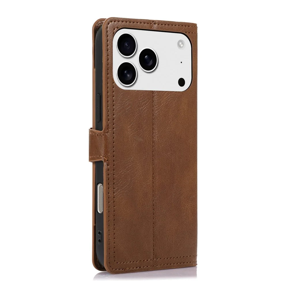 For iPhone 18 Pro Max / 17 Pro Max Case Zipper Flip Leather Phone Cover with Card Holder - Brown - 7