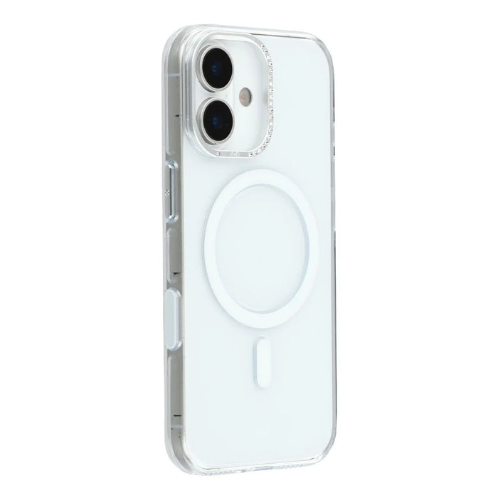 JAUCASE For iPhone 17 Magnetic Case Clear PC Phone Cover with Rhinestone Lens Frame  /  AI Button - 1