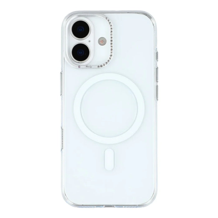 JAUCASE For iPhone 17 Magnetic Case Clear PC Phone Cover with Rhinestone Lens Frame  /  AI Button - 3