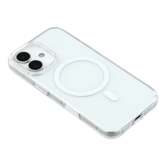 JAUCASE For iPhone 17 Magnetic Case Clear PC Phone Cover with Rhinestone Lens Frame  /  AI Button - 4