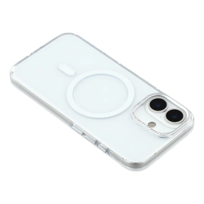 JAUCASE For iPhone 17 Magnetic Case Clear PC Phone Cover with Rhinestone Lens Frame  /  AI Button - 5