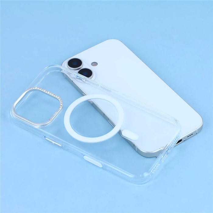 JAUCASE For iPhone 17 Magnetic Case Clear PC Phone Cover with Rhinestone Lens Frame  /  AI Button - 6
