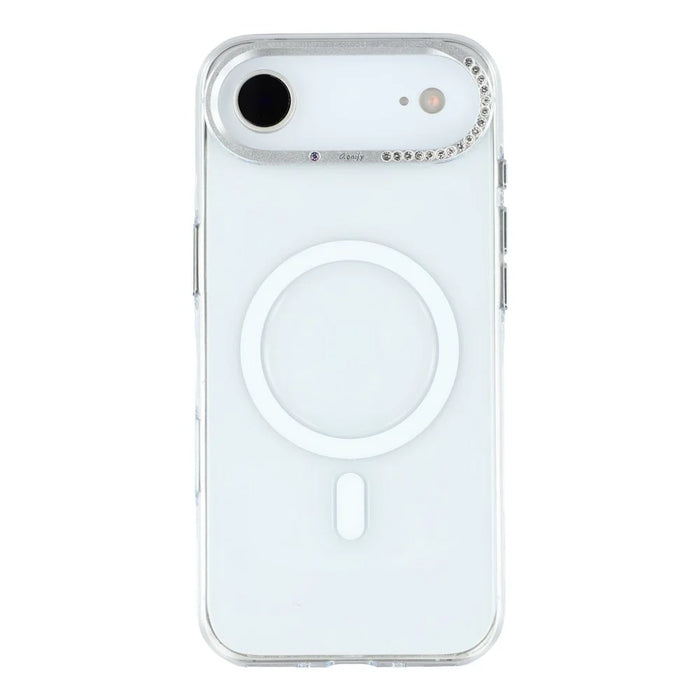 JAUCASE For iPhone Air Magnetic Case Clear PC Phone Cover with Rhinestone Lens Frame  /  AI Button - 3
