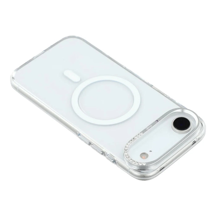 JAUCASE For iPhone Air Magnetic Case Clear PC Phone Cover with Rhinestone Lens Frame  /  AI Button - 5