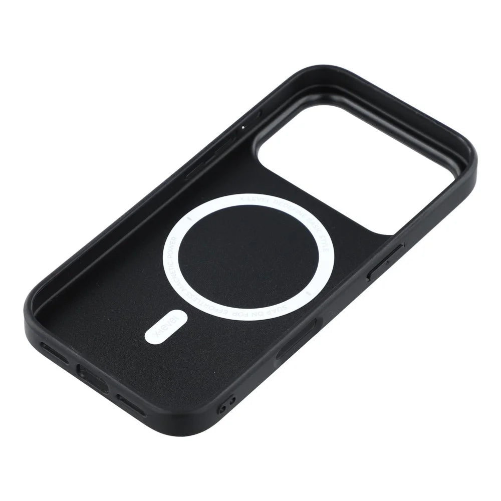 X-LEVEL For iPhone 17 Pro Max Case Compatible with MagSafe PC+TPU+PU Phone Back Cover - Black - 6