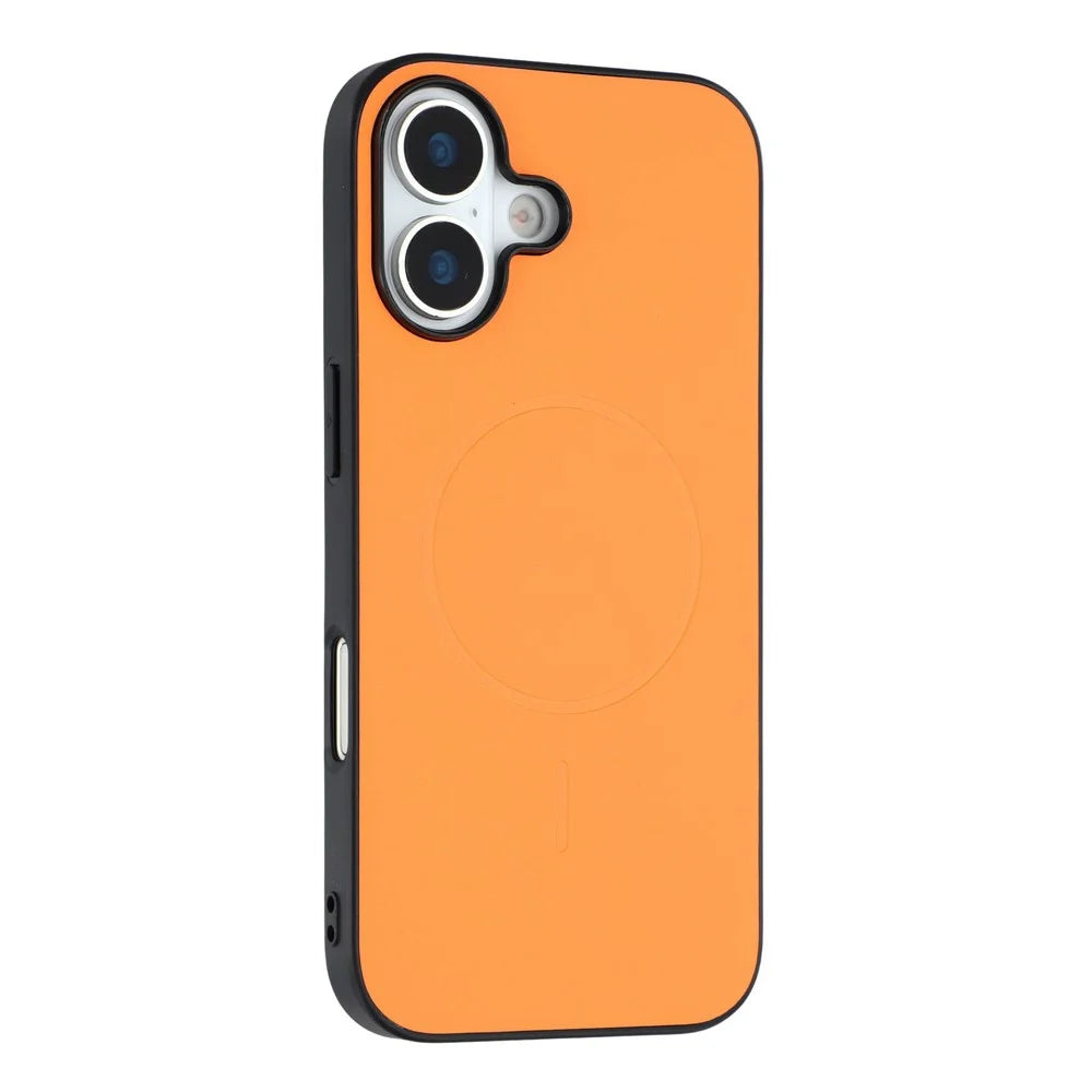 X-LEVEL For iPhone 17 Case Compatible with MagSafe PC + TPU + PU Phone Back Cover - Orange - 1