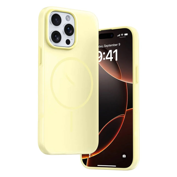 For iPhone 14 Pro Max Case Compatible with MagSafe Ice-Transparent Liquid Silicone + PC Phone Cover - Yellow - 1