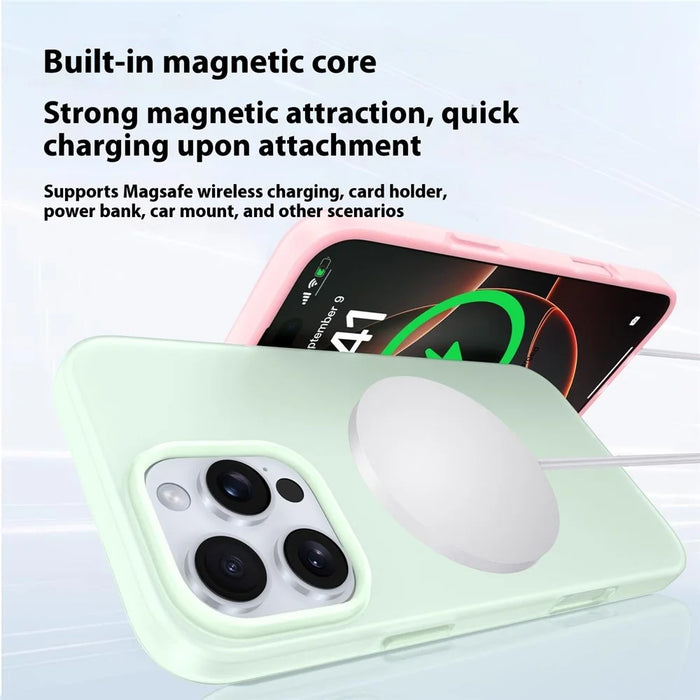 For iPhone 14 Pro Max Case Compatible with MagSafe Ice-Transparent Liquid Silicone + PC Phone Cover - Yellow - 2