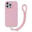 For iPhone 14 Pro Case Ice-Transparent Liquid Silicone + PC Phone Cover with Wrist Strap - Pink - 1