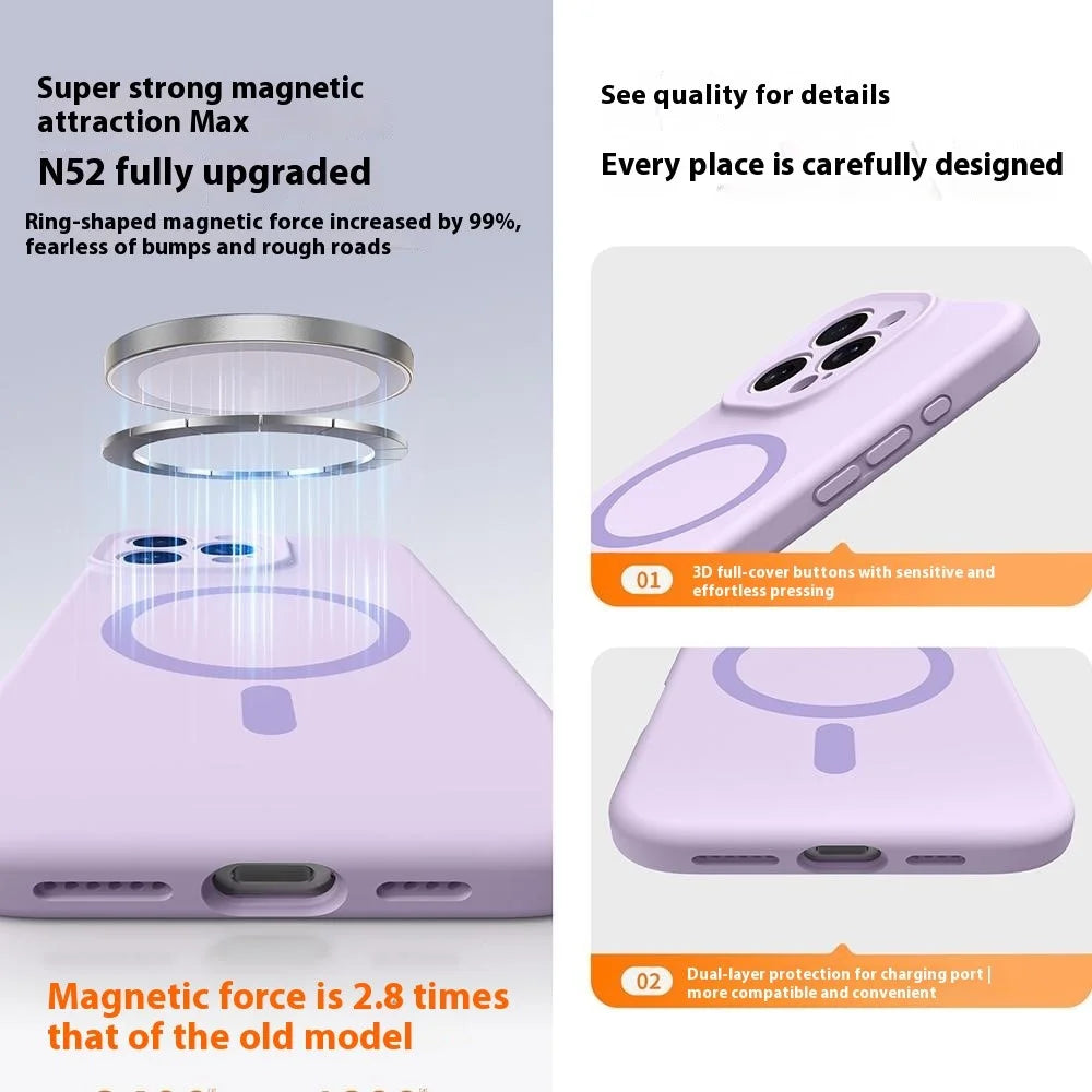 For iPhone 16 Pro Max Case Compatible with MagSafe Precise Cutouts Liquid Silicone + PC Phone Cover - Baby Blue - 3