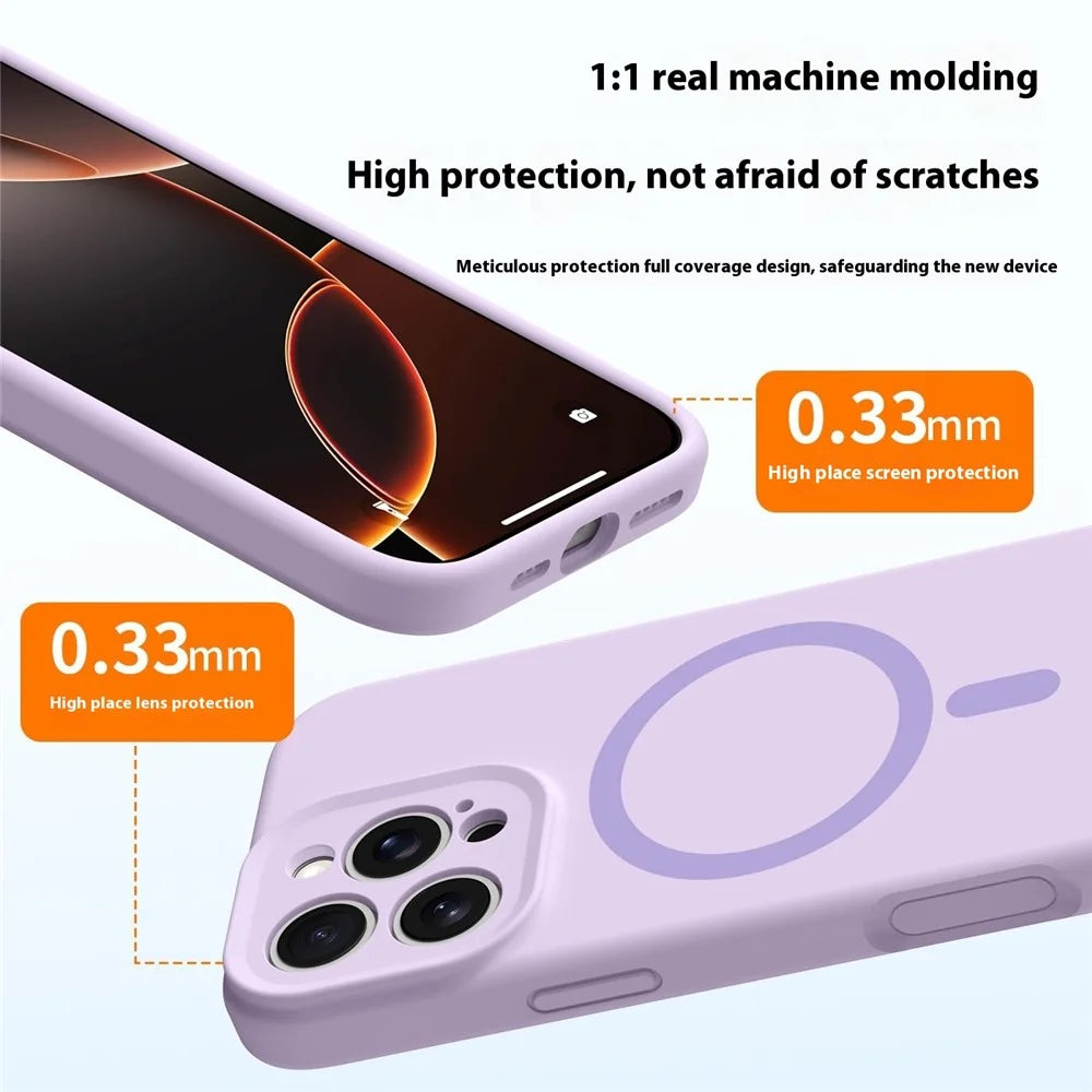 For iPhone 16 Pro Case Compatible with MagSafe Precise Cutouts Liquid Silicone + PC Phone Cover - Light Purple - 2