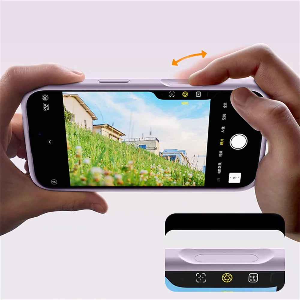 For iPhone 16 Pro Case Rotating Kickstand Liquid Silicone + PC Phone Cover with Camera Touch Control Button - Antique White - 3