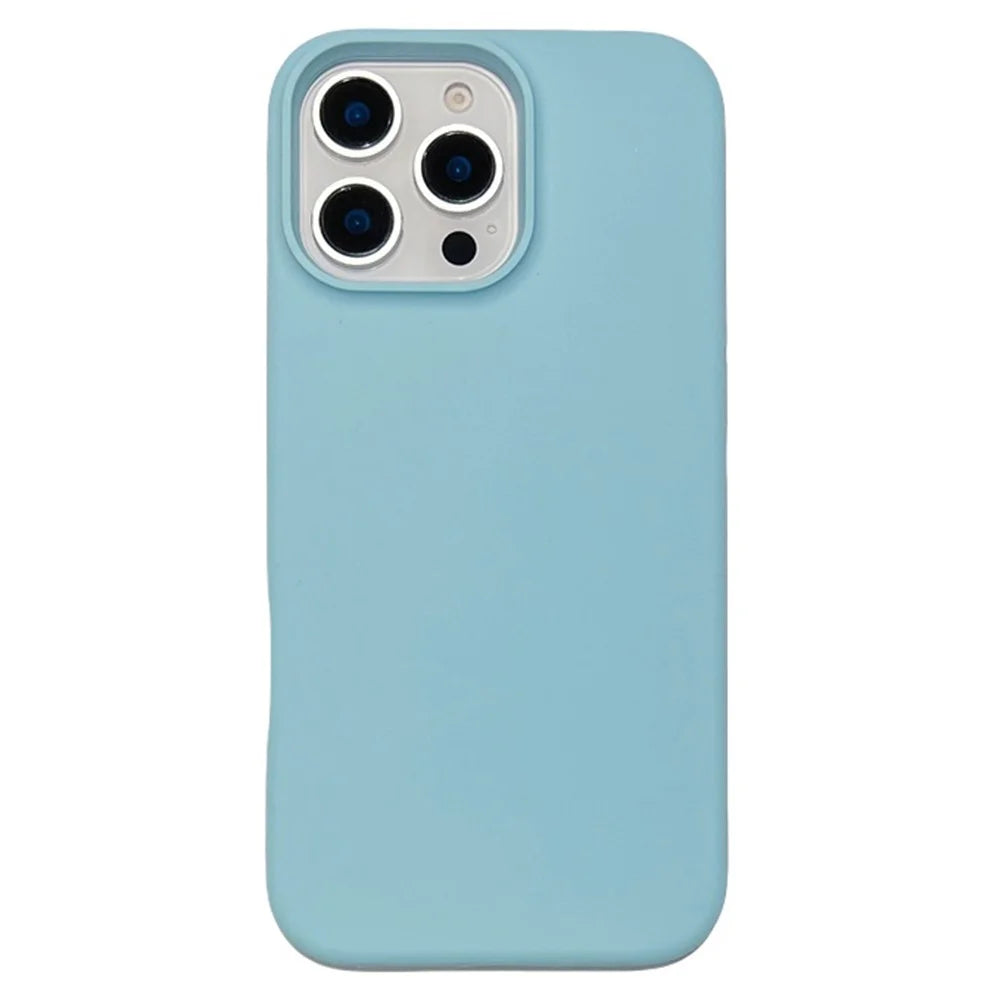 For iPhone 16 Pro Case Soft Microfiber Lining Liquid Silicone + PC Phone Cover - Ice Blue - 1
