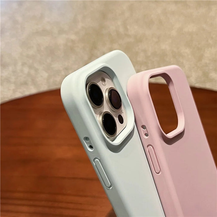 For iPhone 16 Pro Case Soft Microfiber Lining Liquid Silicone + PC Phone Cover - Ice Blue - 6
