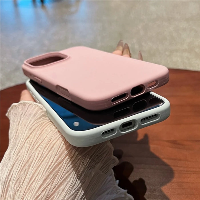 For iPhone 16 Pro Case Soft Microfiber Lining Liquid Silicone + PC Phone Cover - Ice Blue - 7
