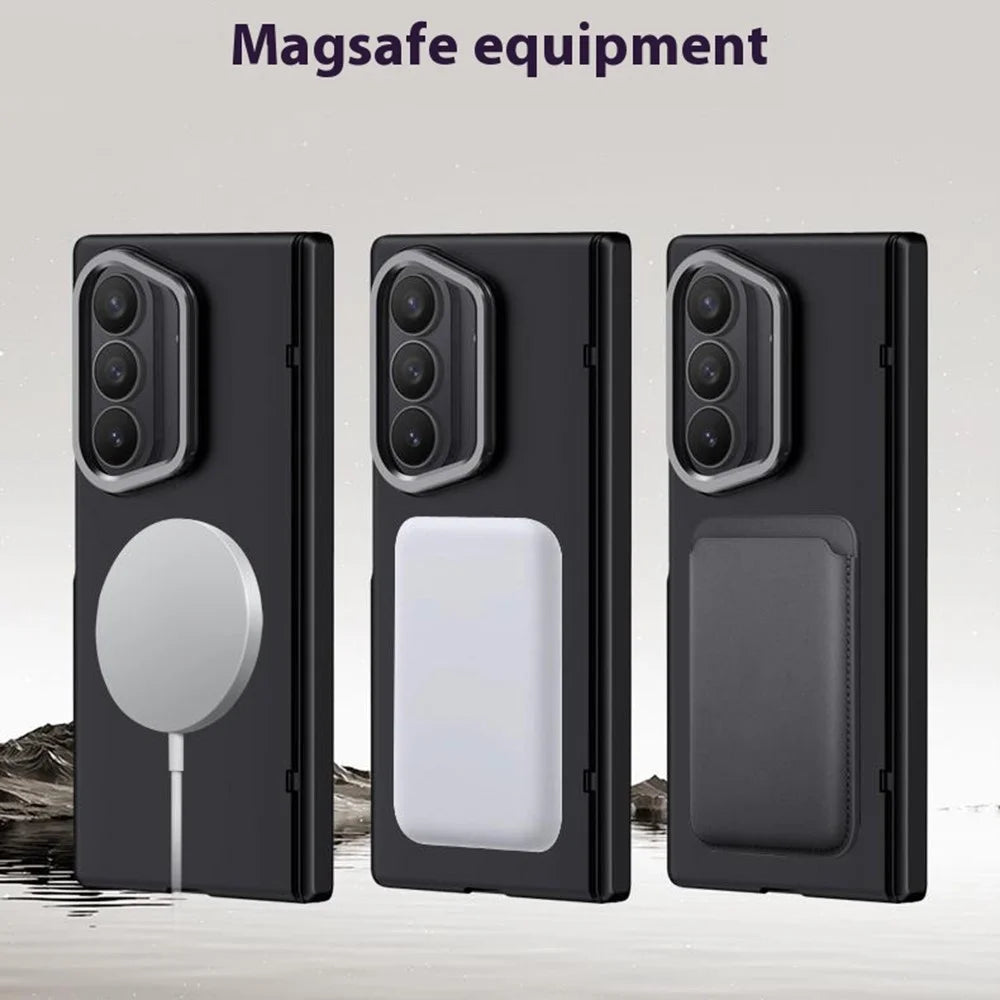 For Samsung Galaxy Z Fold7 5G Magnetic Case Hard PC Phone Cover with Privacy Tempered Glass Film / Lens Kickstand - Black - 4