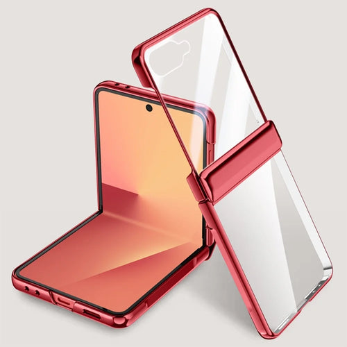 For Samsung Galaxy Z Flip7 5G Case PC + Acrylic Phone Cover with Rear Small Screen Protector Hinge Protection - Red - 1