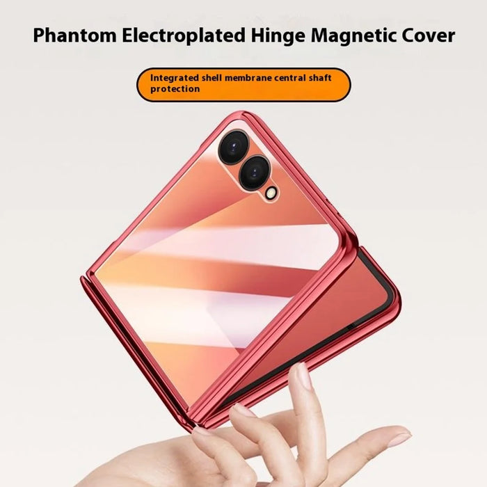 For Samsung Galaxy Z Flip7 5G Magnetic Case Hard PC + Acrylic Phone Cover with HD Rear Small Screen Protector - Black - 7