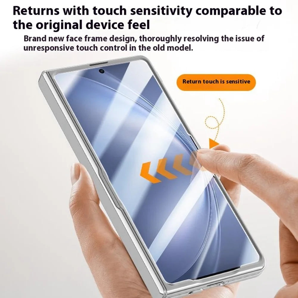 For vivo X Fold5 5G Case PC + Acrylic Phone Cover with Anti-Peep Screen Protector, Lens Kickstand - Silver - 2