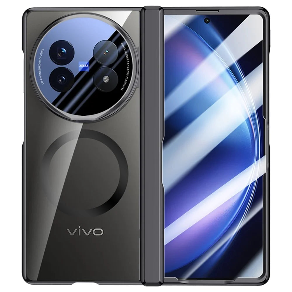 For vivo X Fold5 5G Magnetic Case PC + Acrylic Phone Cover with Anti-Spy Screen Protector, Lens Kickstand - Black - 2