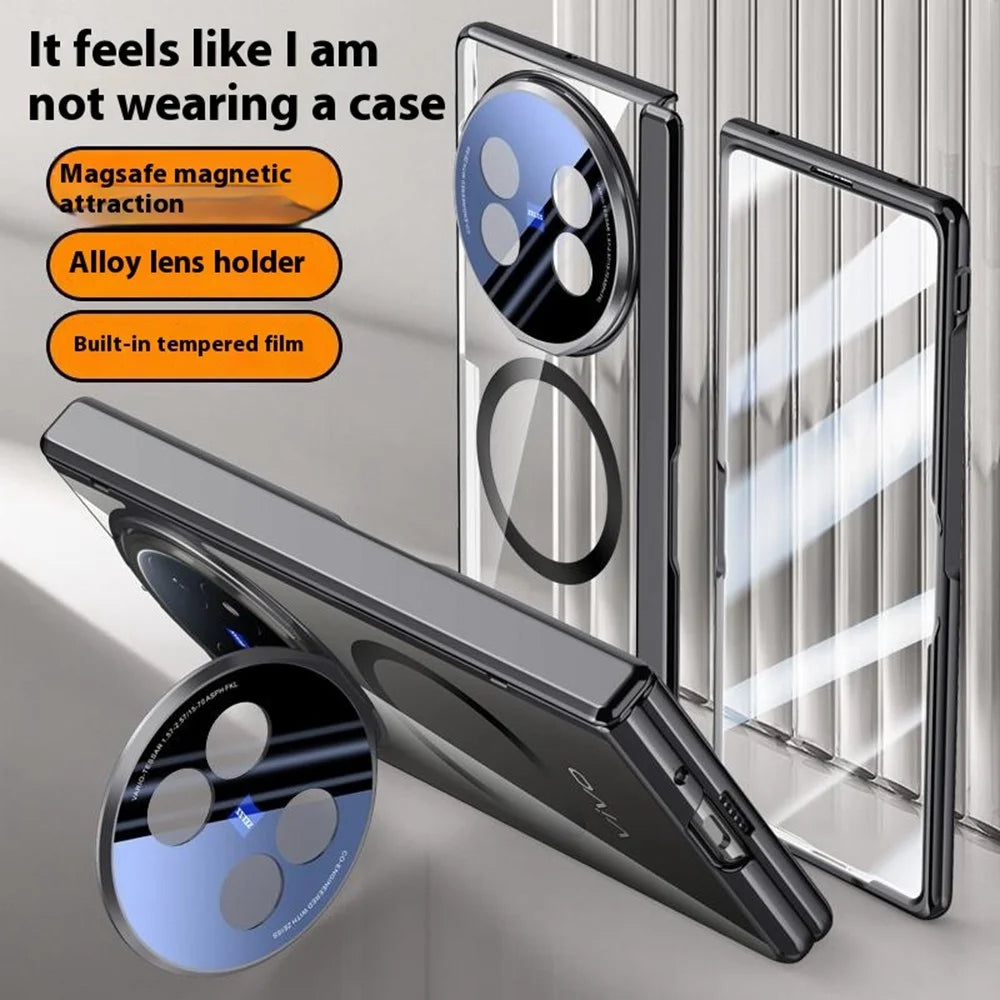 For vivo X Fold5 5G Magnetic Case PC + Acrylic Phone Cover with Anti-Spy Screen Protector, Lens Kickstand - Black - 4