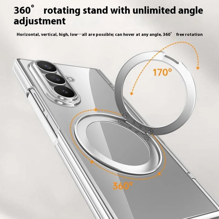 For Samsung Galaxy Z Fold7 5G Case Magnetic Case Kickstand Electroplated PC Phone Cover with Screen Protector - Black - 5