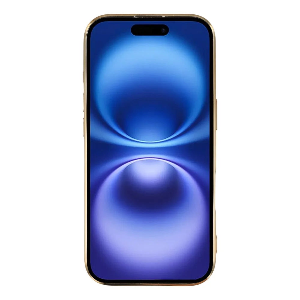 For iPhone 17 Magnetic Case CD Veins Glass Lens Guard TPU Phone Back Cover with Screen Film - Gold - 2