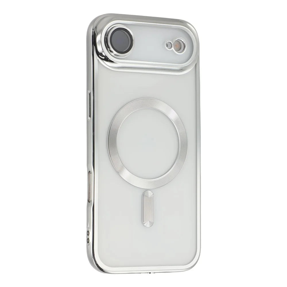For iPhone Air Magnetic Case CD Veins Glass Lens Guard TPU Phone Back Cover with Screen Film - Silver - 3